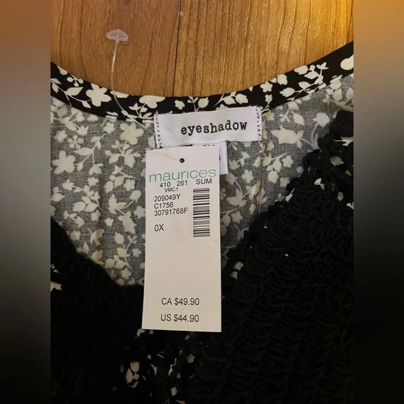 🆕 NWT Maurices Floral Crochet Babydoll Mini Dress, 0X/XL - Picture 3 of 5